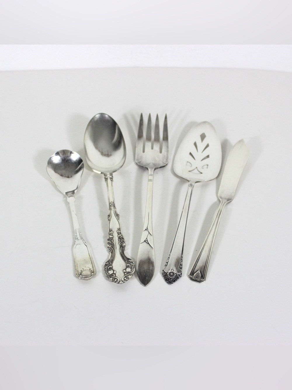 Curated Vintage Set of 5 Mismatched Silverplate Serving Pieces Hostess Server
